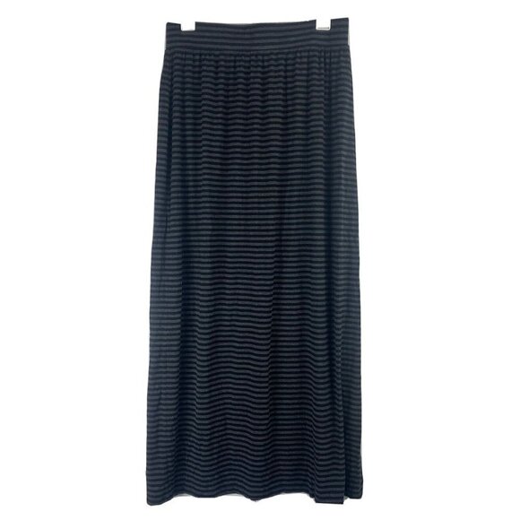 Loft Factory Womens Knit Maxi Skirt Size S Gray Black Striped Rayon Blend - Picture 1 of 8